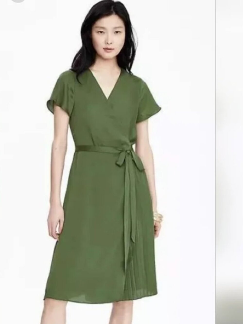Banana Republic Elegant Olive Green Wrap Dress